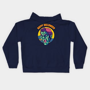 Halloween Scary Zombie Brain Out Kids Hoodie